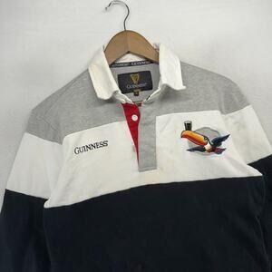 Vintage Guinness Rugby shirt Men's Small Black Toucan Embroidered Beer Y2k 90s